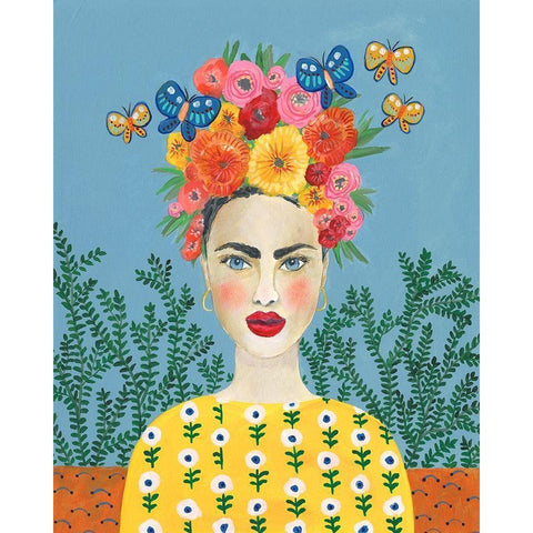 Frida Headdress I Black Modern Wood Framed Art Print with Double Matting by Moore, Regina