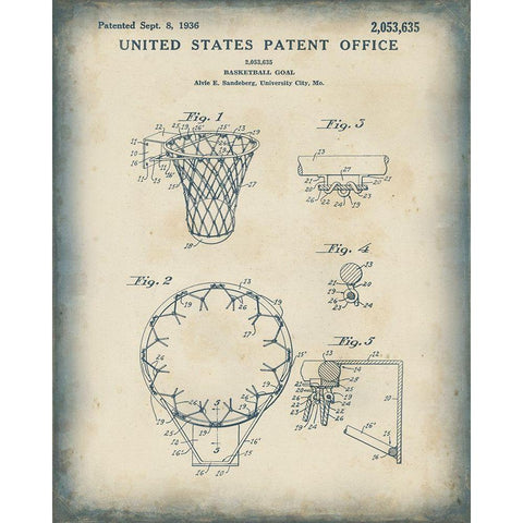 Patented Sport VI Gold Ornate Wood Framed Art Print with Double Matting by Studio W