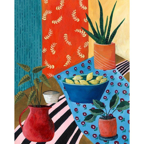 Colorful Tablescape I Black Modern Wood Framed Art Print by Moore, Regina