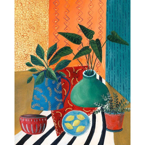 Colorful Tablescape II White Modern Wood Framed Art Print by Moore, Regina