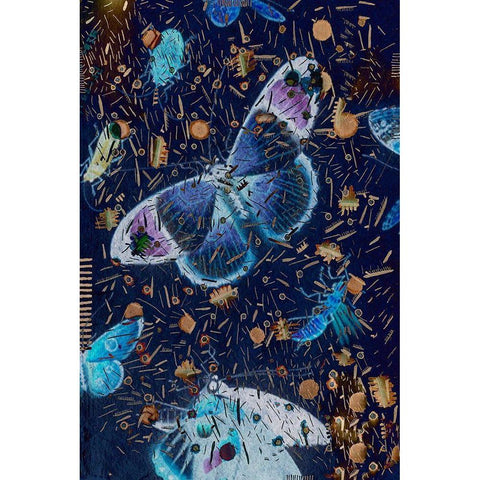Confetti with Butterflies I White Modern Wood Framed Art Print by Arbel, Lori