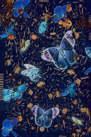 Confetti with Butterflies II Black Ornate Wood Framed Art Print with Double Matting by Arbel, Lori