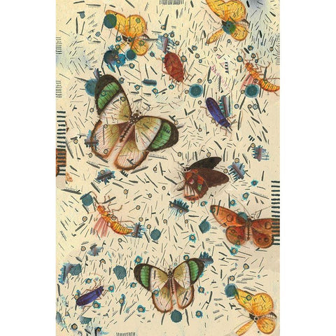 Confetti with Butterflies III White Modern Wood Framed Art Print by Arbel, Lori