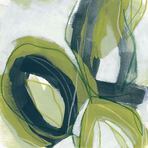 Verdigris Motion I Black Modern Wood Framed Art Print with Double Matting by Vess, June Erica