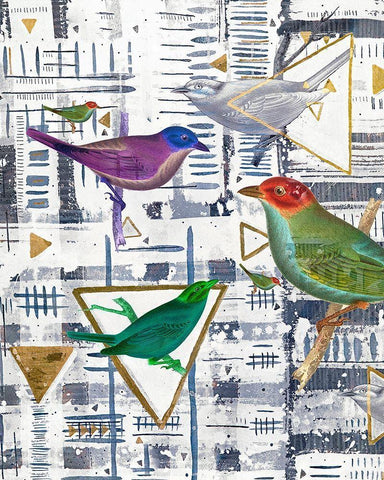 Bird Intersection I White Modern Wood Framed Art Print with Double Matting by Arbel, Lori