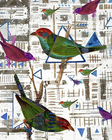 Bird Intersection II White Modern Wood Framed Art Print with Double Matting by Arbel, Lori