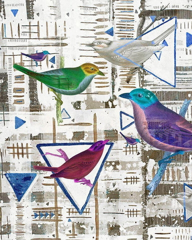 Bird Intersection III White Modern Wood Framed Art Print with Double Matting by Arbel, Lori