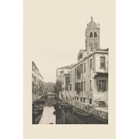 Vintage Views of Venice VII Black Modern Wood Framed Art Print with Double Matting by Ongania, Ferdinand