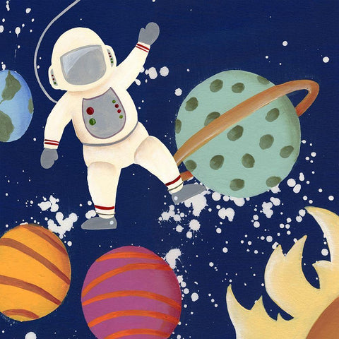 Future Space Explorer I Black Ornate Wood Framed Art Print with Double Matting by Moore, Regina