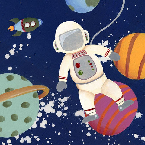 Future Space Explorer II Black Ornate Wood Framed Art Print with Double Matting by Moore, Regina