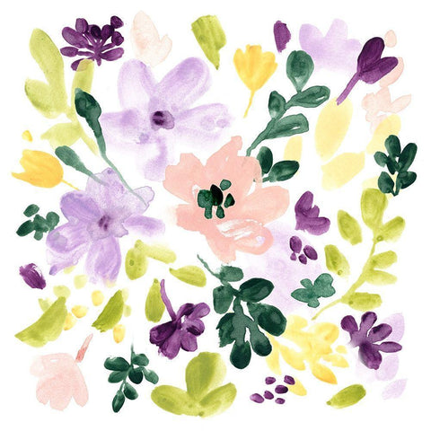 Lavender Meadow II White Modern Wood Framed Art Print by Vess, June Erica