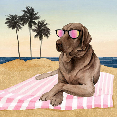 Sun Lovin Pups I Gold Ornate Wood Framed Art Print with Double Matting by Popp, Grace