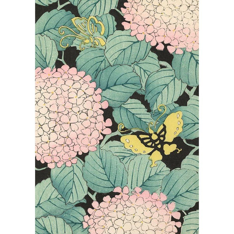 Japanese Floral Design I White Modern Wood Framed Art Print by Furuya, Korin