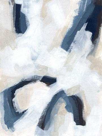 Indigo Imprint II White Modern Wood Framed Art Print with Double Matting by Vess, June Erica