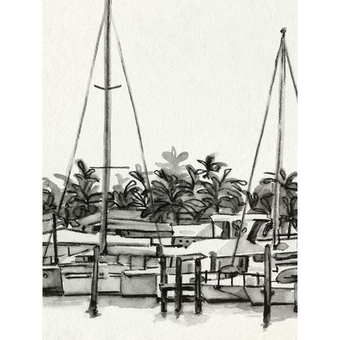 Neutral Tropics II Black Modern Wood Framed Art Print with Double Matting by Caroline, Emma