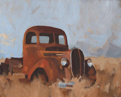 Farm Truck I White Modern Wood Framed Art Print with Double Matting by Green, Jacob