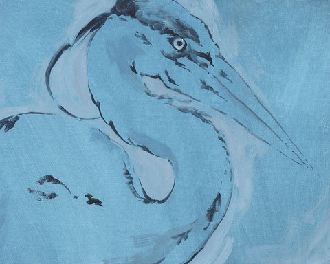 James River Heron I White Modern Wood Framed Art Print with Double Matting by Green, Jacob