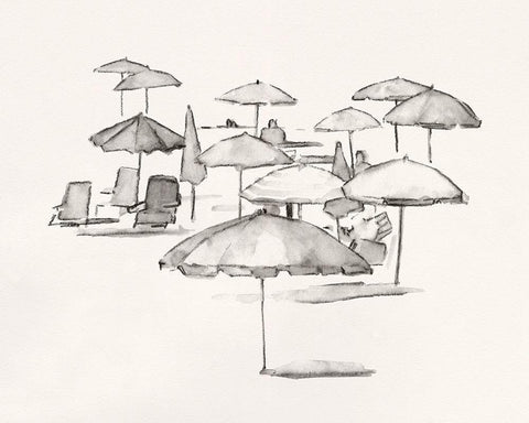 Rough Seaside Sketch I White Modern Wood Framed Art Print with Double Matting by Caroline, Emma