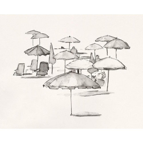 Rough Seaside Sketch I Gold Ornate Wood Framed Art Print with Double Matting by Caroline, Emma