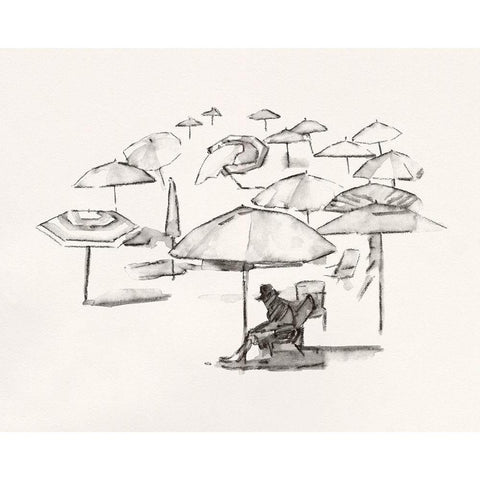 Rough Seaside Sketch II Black Modern Wood Framed Art Print by Caroline, Emma