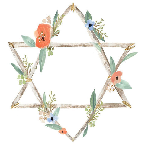 Adorned Star I Gold Ornate Wood Framed Art Print with Double Matting by Warren, Annie