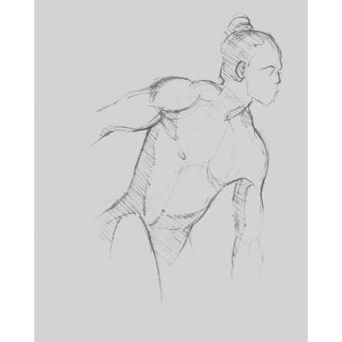 Male Torso Sketch II White Modern Wood Framed Art Print by Green, Jacob