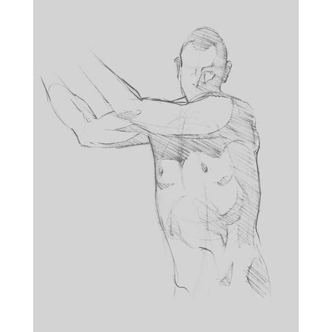 Male Torso Sketch III Gold Ornate Wood Framed Art Print with Double Matting by Green, Jacob
