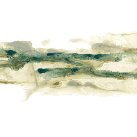 Verdigris Ribbon I White Modern Wood Framed Art Print with Double Matting by Vess, June Erica