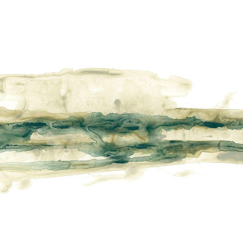 Verdigris Ribbon II White Modern Wood Framed Art Print with Double Matting by Vess, June Erica