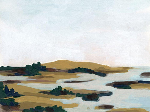 Wooded Inlet I White Modern Wood Framed Art Print with Double Matting by Vess, June Erica