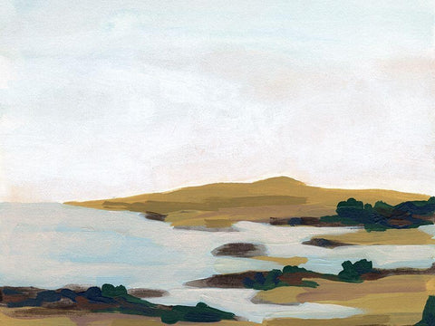 Wooded Inlet II White Modern Wood Framed Art Print with Double Matting by Vess, June Erica