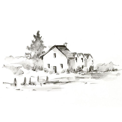 Rural Farmhouse Study II Gold Ornate Wood Framed Art Print with Double Matting by Harper, Ethan