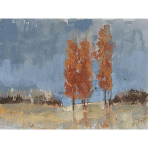 Burnt Sienna Treeline I White Modern Wood Framed Art Print by Goldberger, Jennifer