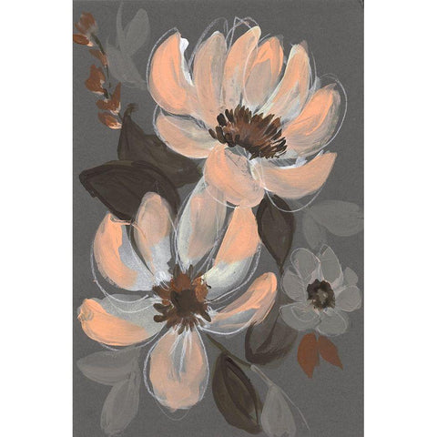 Peach and Sienna Bouquet I Black Modern Wood Framed Art Print with Double Matting by Goldberger, Jennifer