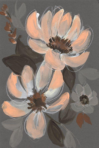 Peach and Sienna Bouquet I Black Ornate Wood Framed Art Print with Double Matting by Goldberger, Jennifer