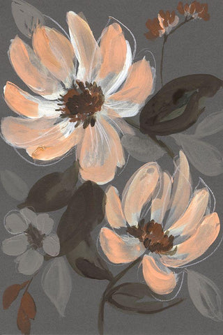 Peach and Sienna Bouquet II Black Ornate Wood Framed Art Print with Double Matting by Goldberger, Jennifer