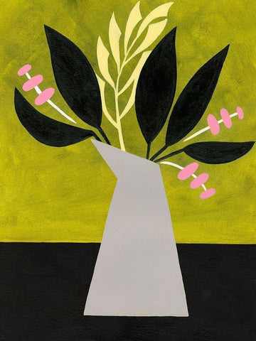 Mod Bouquet I White Modern Wood Framed Art Print with Double Matting by Moore, Regina
