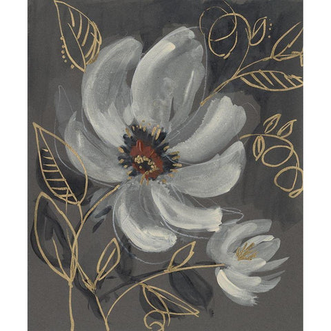 Floral Filigree I Black Modern Wood Framed Art Print with Double Matting by Goldberger, Jennifer