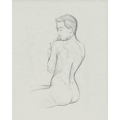 Female Back Sketch I White Modern Wood Framed Art Print by Green, Jacob