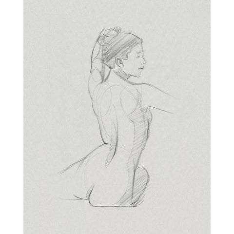 Female Back Sketch II Black Modern Wood Framed Art Print with Double Matting by Green, Jacob