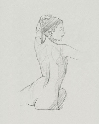 Female Back Sketch II White Modern Wood Framed Art Print with Double Matting by Green, Jacob