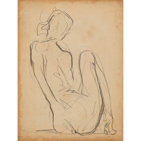 Figure Lines IV Gold Ornate Wood Framed Art Print with Double Matting by Parker, Jennifer Paxton