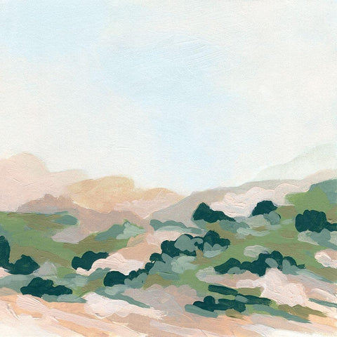 Valley Dusk I White Modern Wood Framed Art Print by Vess, June Erica