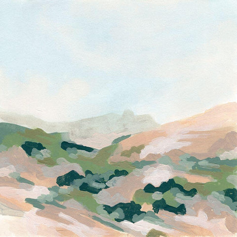 Valley Dusk II White Modern Wood Framed Art Print by Vess, June Erica