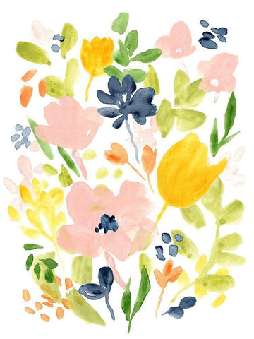 Meadow Potpourri I White Modern Wood Framed Art Print with Double Matting by Vess, June Erica