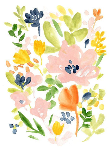 Meadow Potpourri II White Modern Wood Framed Art Print with Double Matting by Vess, June Erica