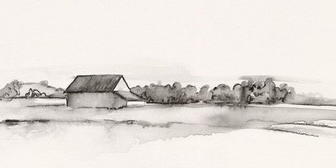 Wyeth Barn I White Modern Wood Framed Art Print with Double Matting by Caroline, Emma