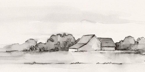 Wyeth Barn II White Modern Wood Framed Art Print with Double Matting by Caroline, Emma