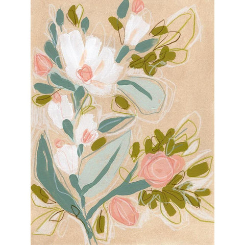 Spring Sketch I Black Modern Wood Framed Art Print with Double Matting by Vess, June Erica