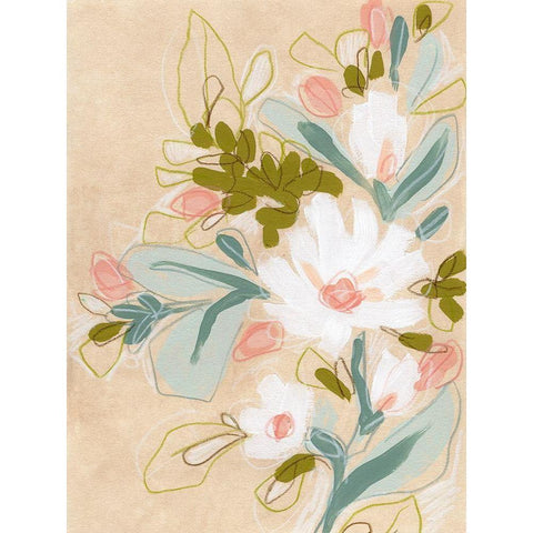 Spring Sketch II Black Modern Wood Framed Art Print with Double Matting by Vess, June Erica